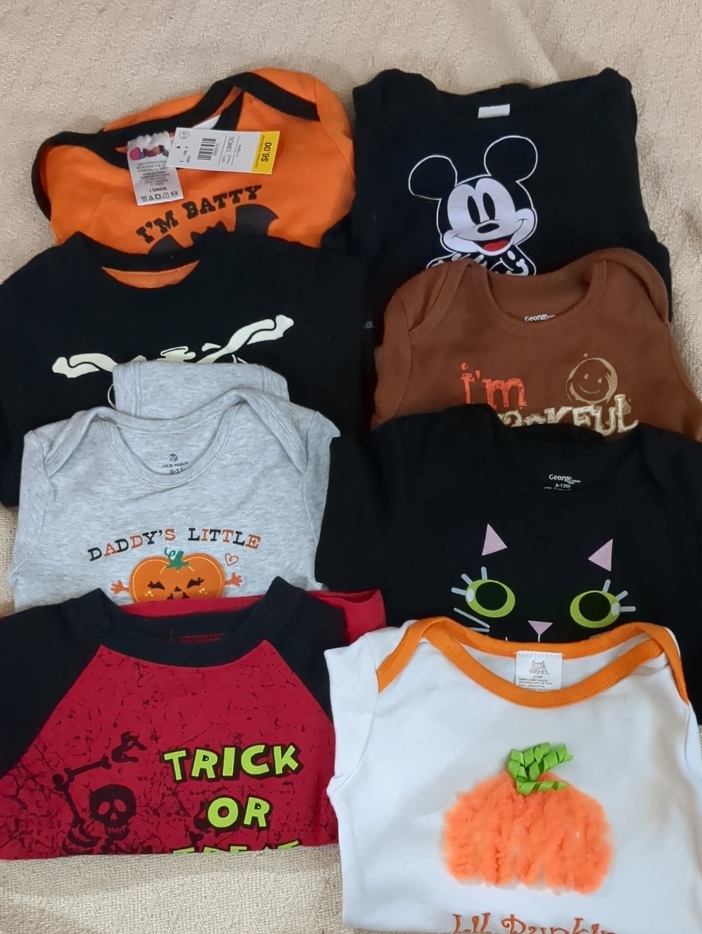 Baby Halloween & Thanksgiving Onesies And Shirts Sz 6-12 Months